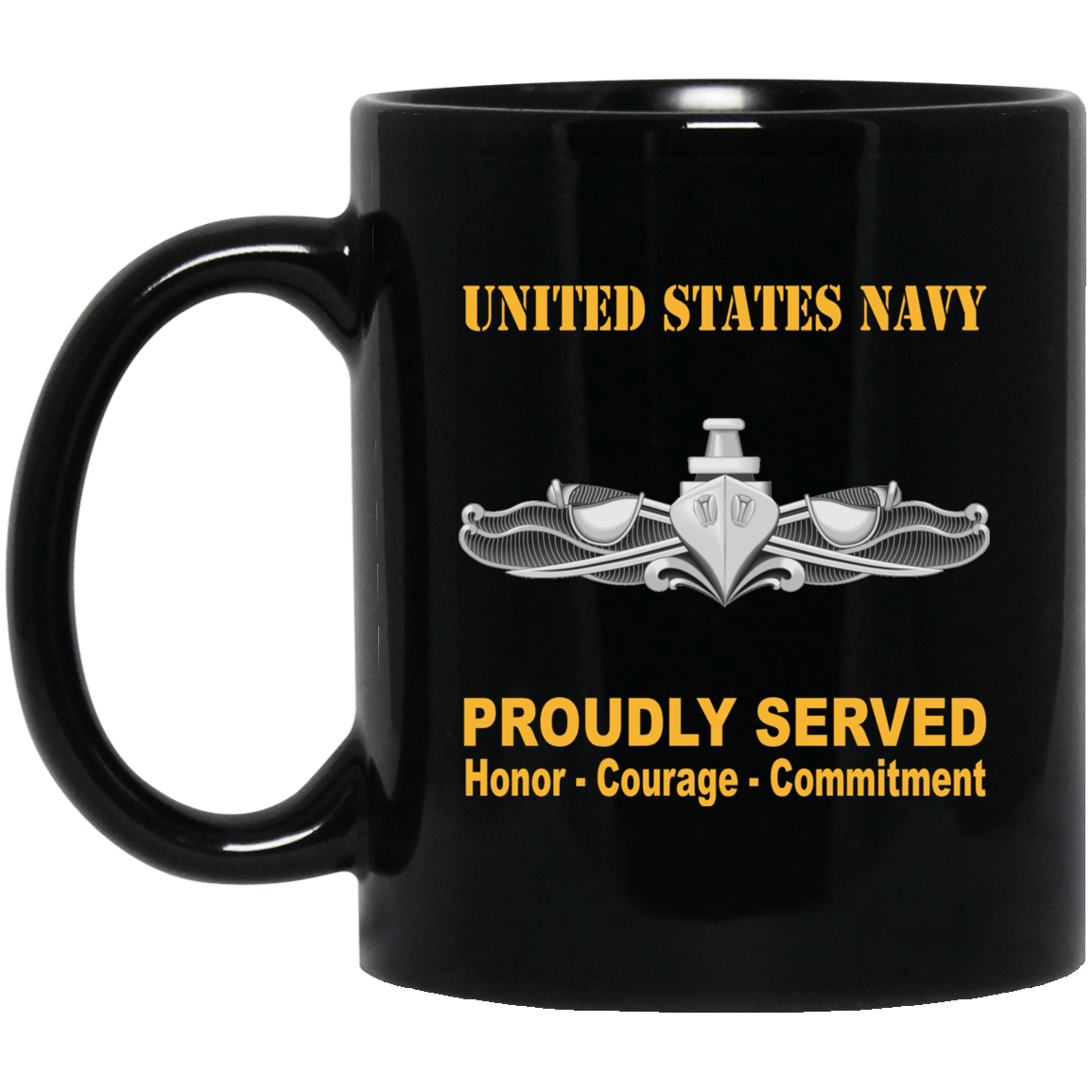 US Navy Surface Warfare Enlisted Badge 11 oz - 15 oz Black Mug-Mug-Navy-Badge-Veterans Nation