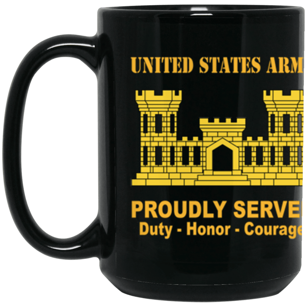 US Army Corps of Engineers Proudly Served Core Values 15 oz. Black Mug-Drinkware-Veterans Nation