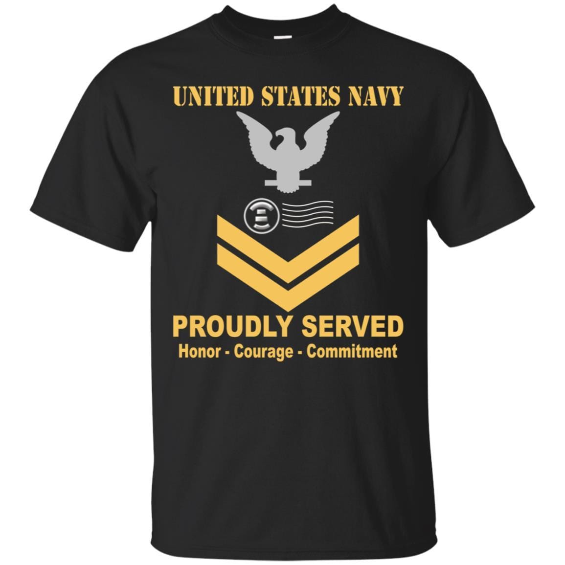 Navy Postal Clerk Navy PC E-5 Rating Badges Proudly Served T-Shirt For Men On Front-TShirt-Navy-Veterans Nation