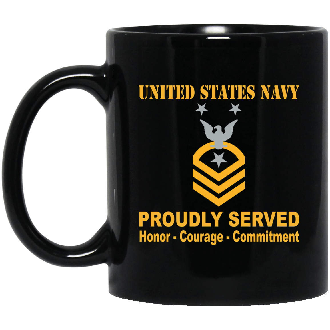 US Navy E-9 Command Master Chief Petty Officer E9 CMDCM Collar Device Black Mug 11 oz - 15 oz-Mug-Navy-Collar-Veterans Nation