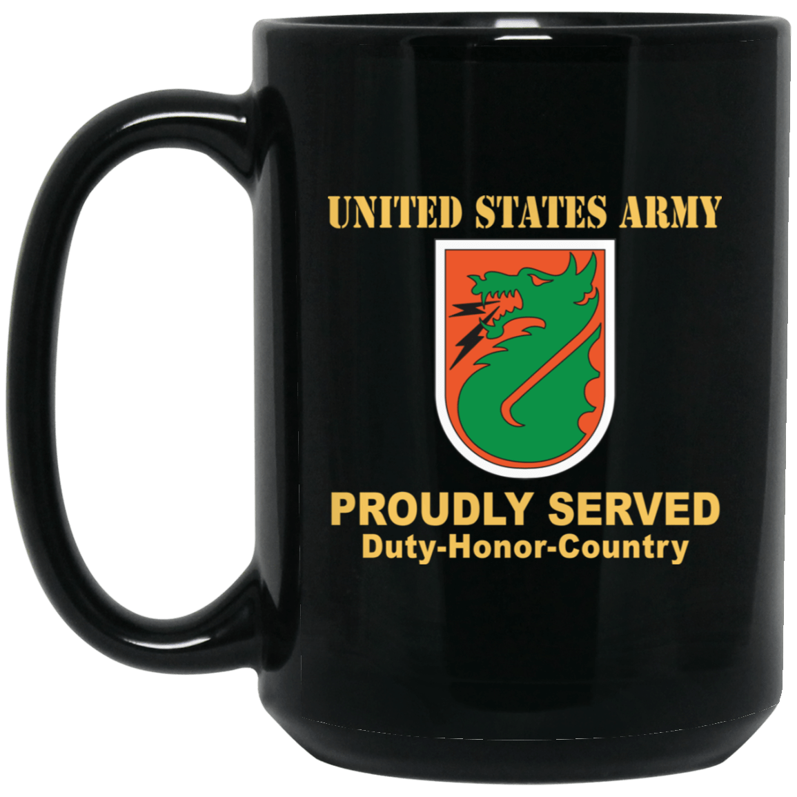 US ARMY 5TH SIGNAL COMMAND- 11 oz - 15 oz Black Mug-Mug-Army-CSIB-Veterans Nation