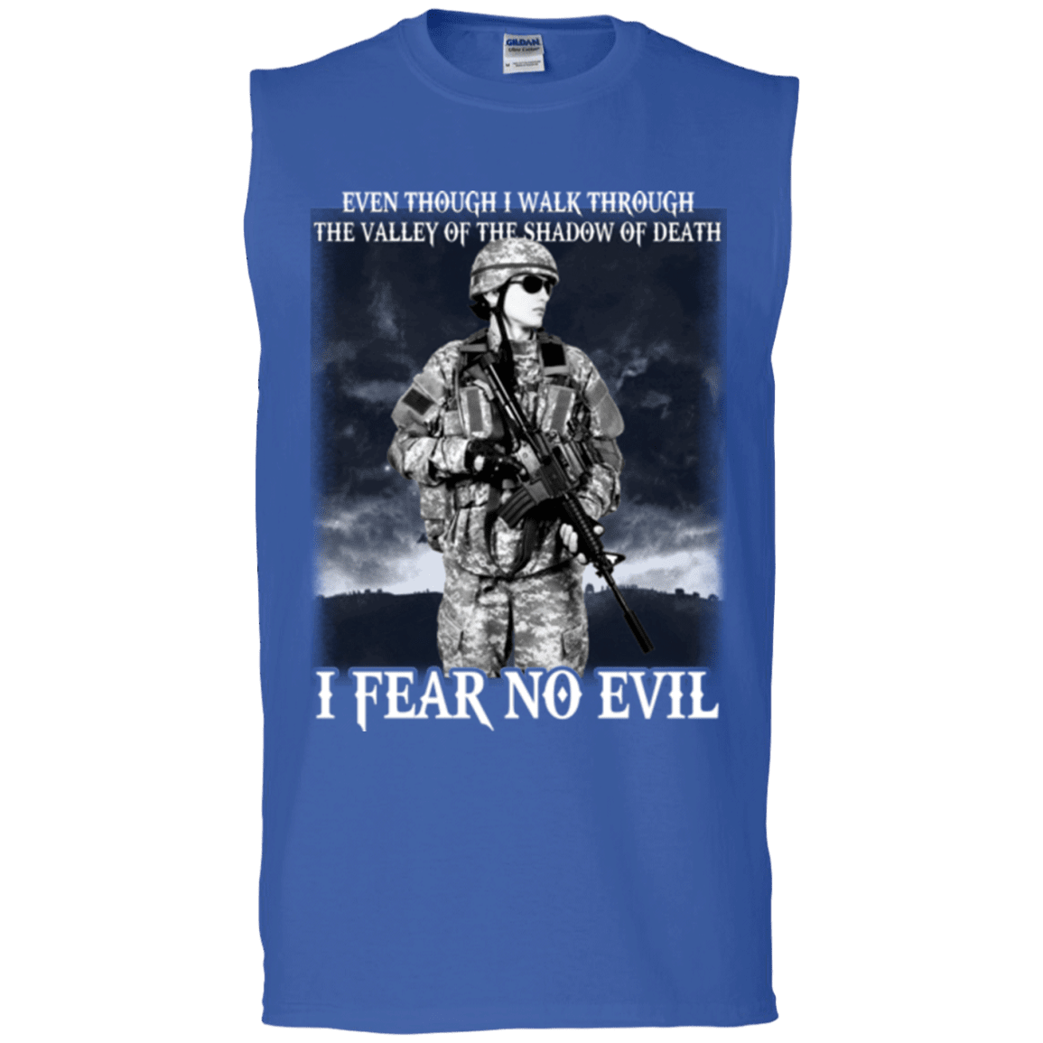 Military T-Shirt "I Fear No Evil Female Veteran Design On" Front-TShirt-General-Veterans Nation