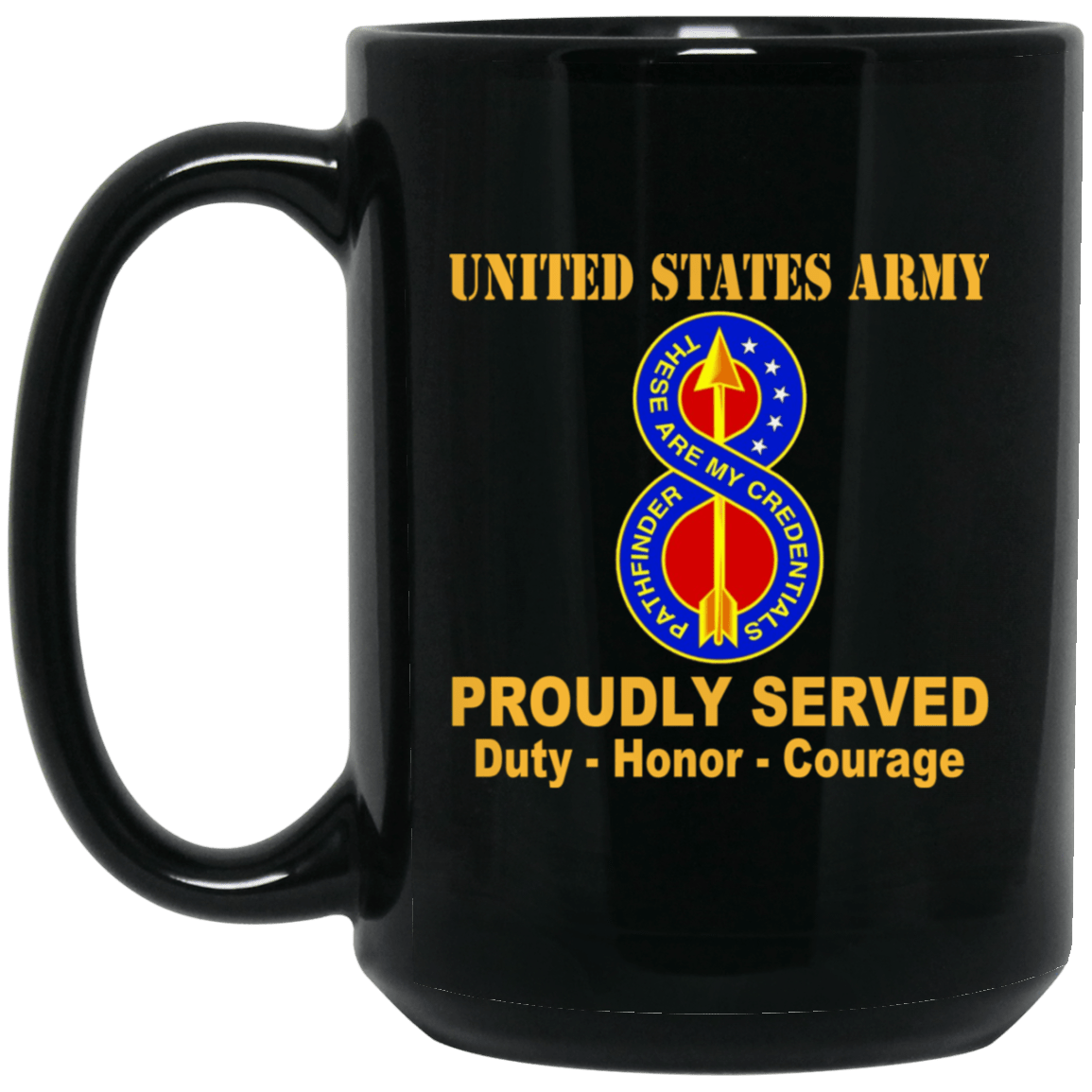 US Army 8th Infantry Division UC Round 11 oz - 15 oz Black Mug-Mug-Army-CSIB-Veterans Nation