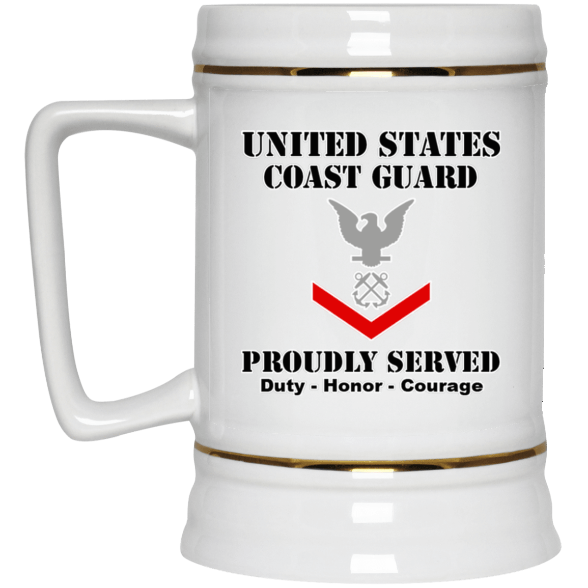 US Coast Guard E-4 Petty Officer Third Class E4 PO3 Petty Officer Ranks White Coffee Mug - Stainless Travel Mug-Mug-USCG-Collar-Veterans Nation