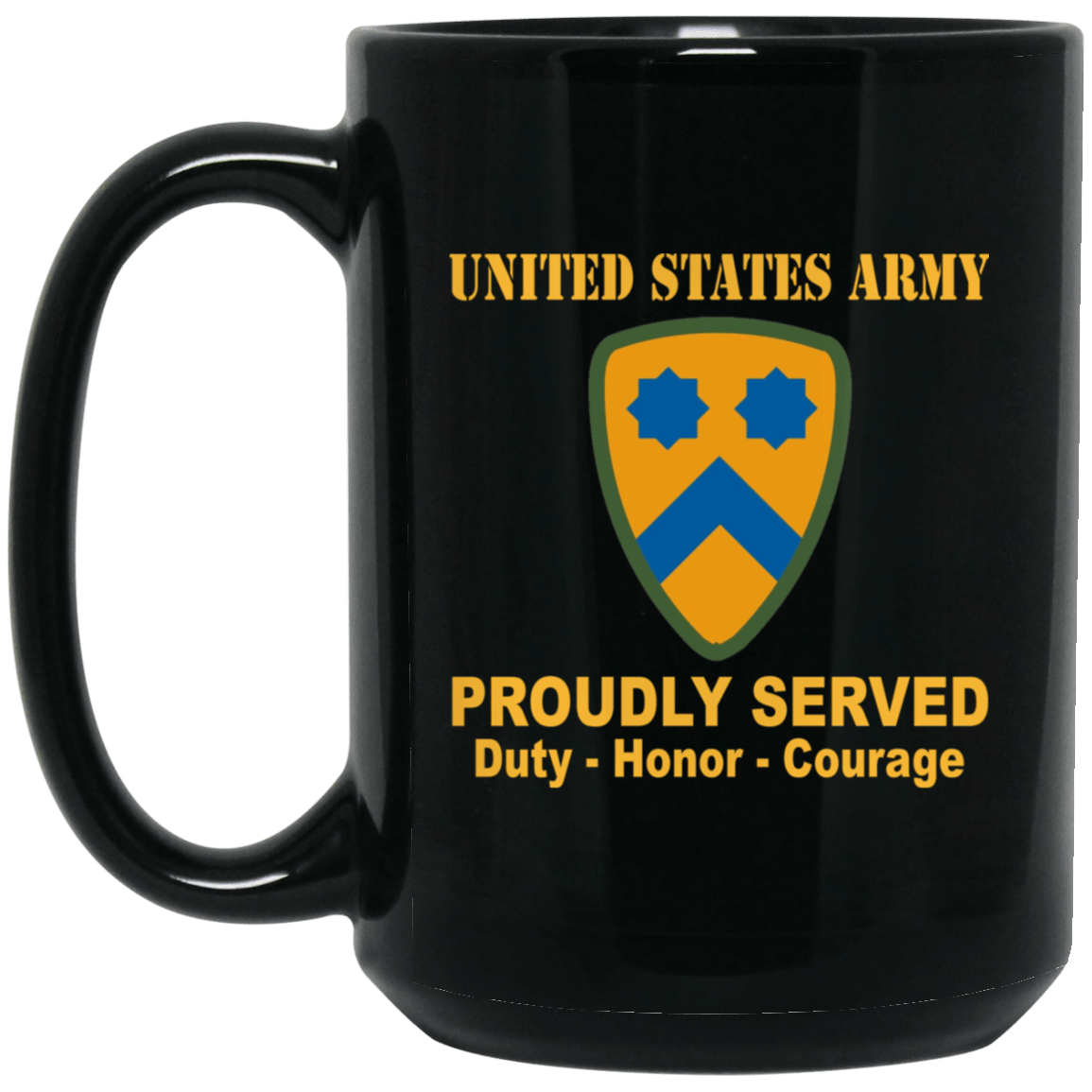 US Army 2nd Cavalry Division 11 oz - 15 oz Black Mug-Mug-Army-CSIB-Veterans Nation