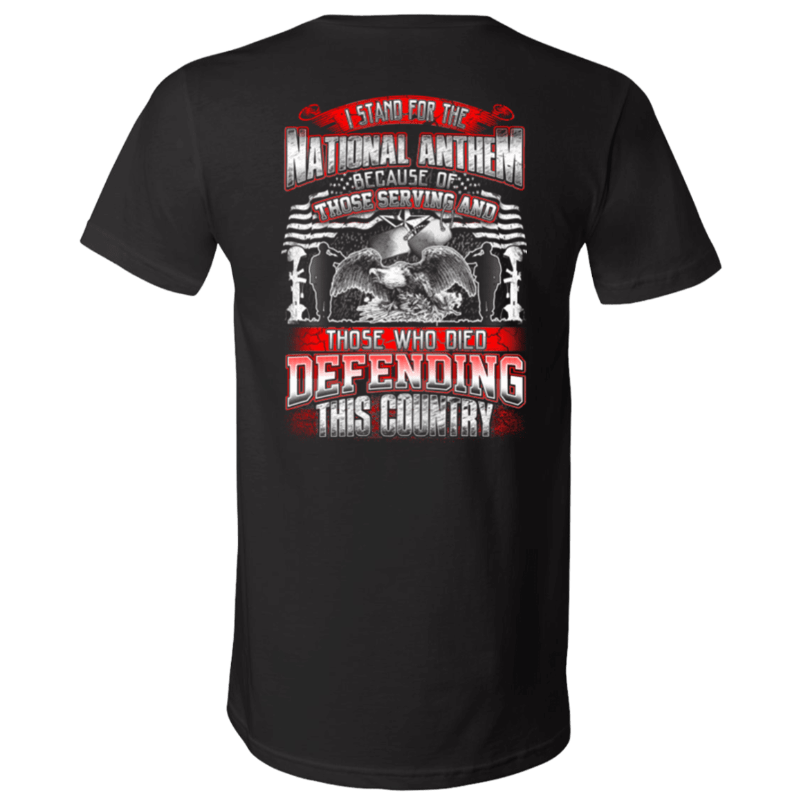 Military T-Shirt "Veteran - Stand For The National Anthem Who Defending Country"-TShirt-General-Veterans Nation