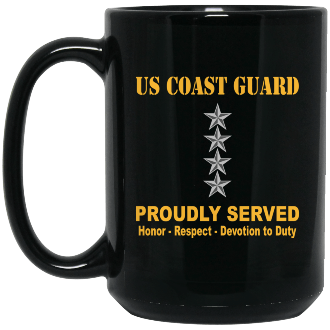 US Coast Guard O-10 Admiral O10 ADM Flag Officer Ranks Proudly Served Black Mug 11 oz - 15 oz-Mug-USCG-Officer-Veterans Nation