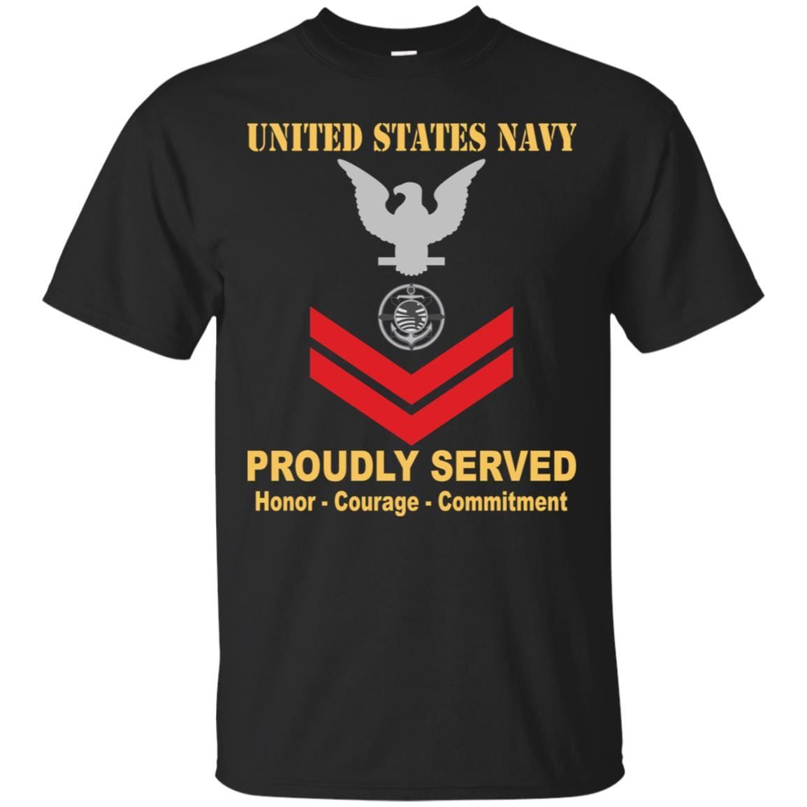 Navy Religious Program Specialist Navy RP E-5 Rating Badges Proudly Served T-Shirt For Men On Front-TShirt-Navy-Veterans Nation