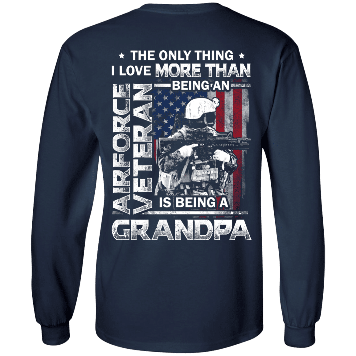 Military T-Shirt "Airforce Veteran I love Being A Grandpa" Men Back-TShirt-General-Veterans Nation