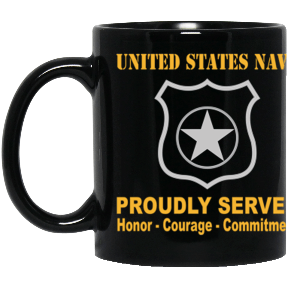 US Navy Master-at-arms Navy MA Proudly Served Core Values 11 oz. Black Mug-Drinkware-Veterans Nation