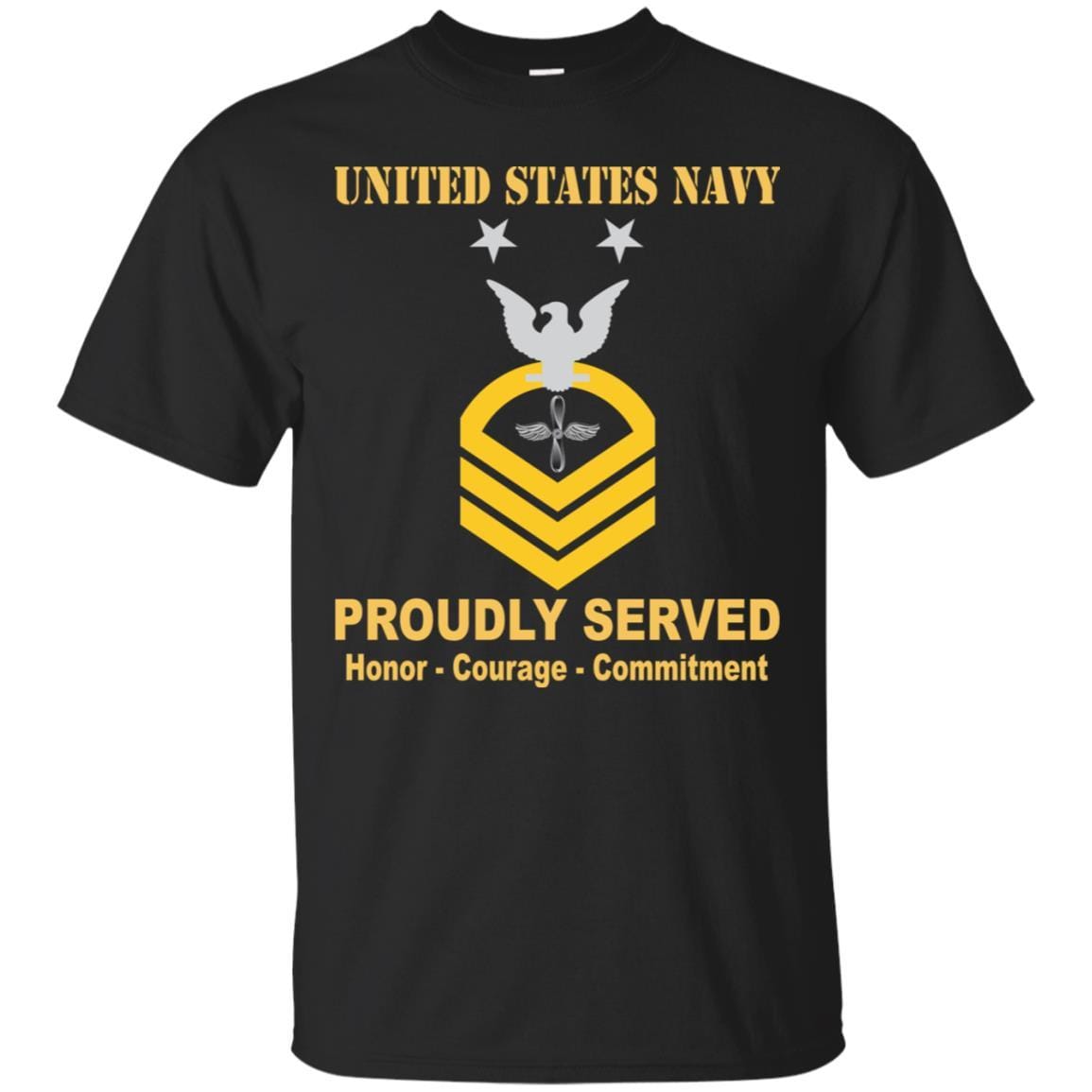 U.S Navy Aviation machinist's mate Navy AD E-9 Rating Badges Proudly Served T-Shirt For Men On Front-TShirt-Navy-Veterans Nation