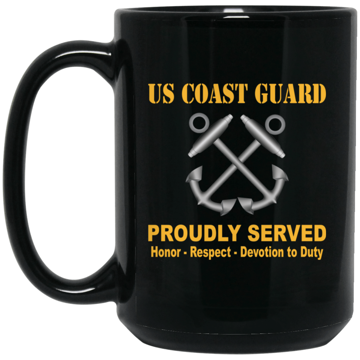 US Coast Guard Boatswains Mate BM Logo Proudly Served Black Mug 11 oz - 15 oz-Mug-USCG-Rate-Veterans Nation