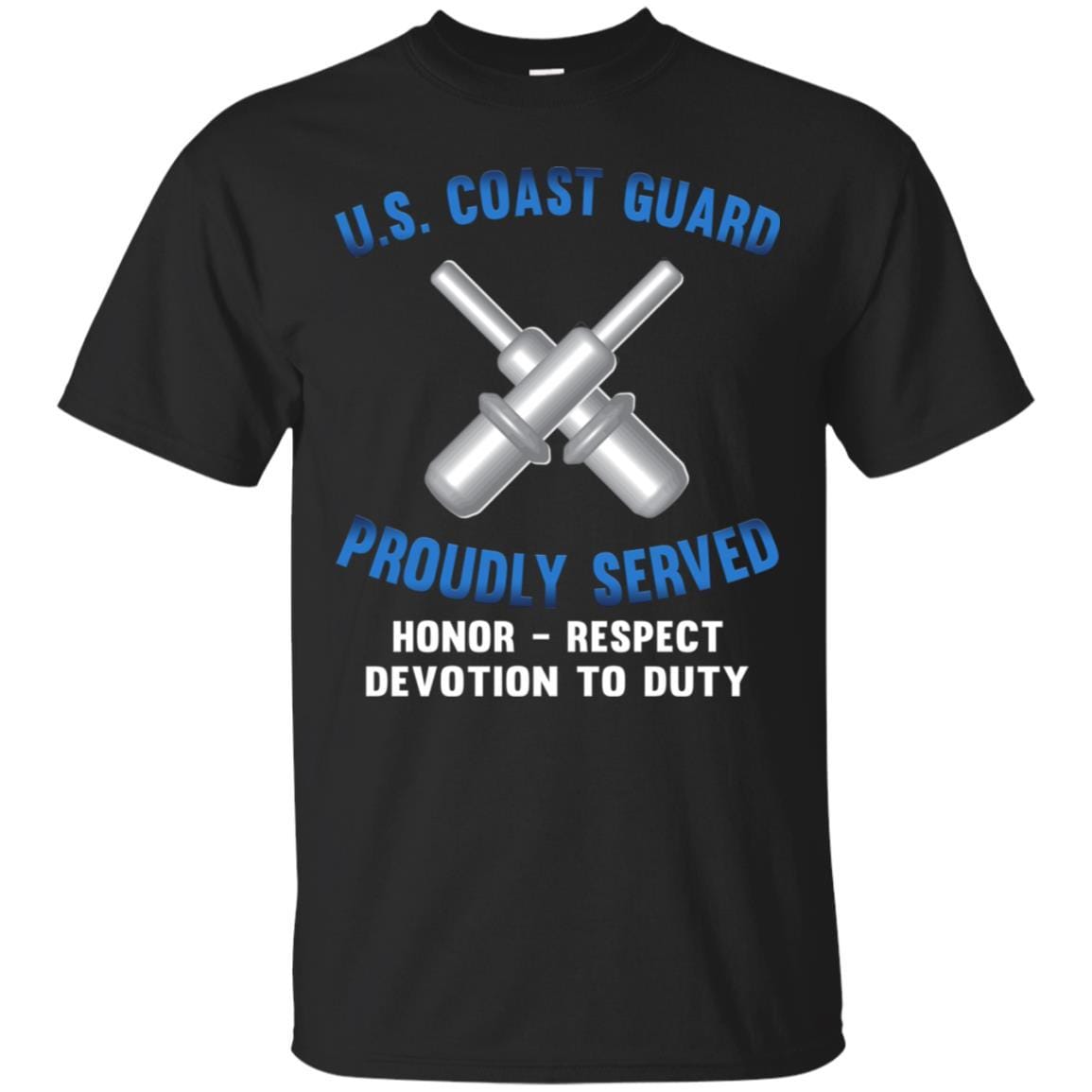 US Coast Guard Gunner's Mate GM Logo Proudly Served T-Shirt For Men On Front-TShirt-USCG-Veterans Nation