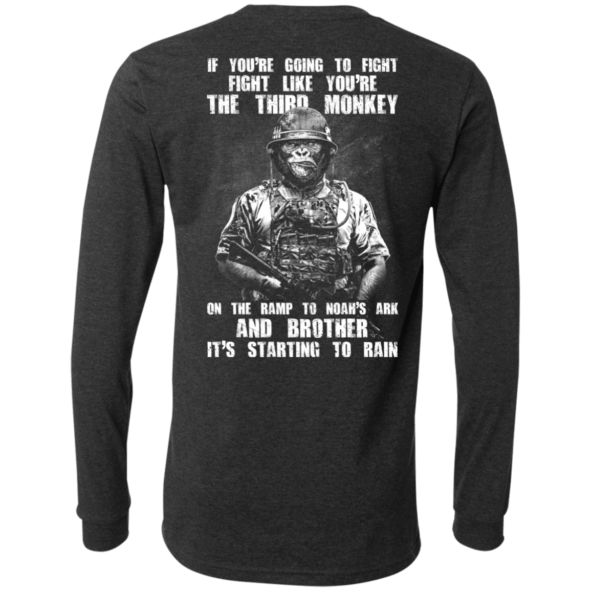 Military T-Shirt "The Third Monkey" - Men Back-TShirt-General-Veterans Nation