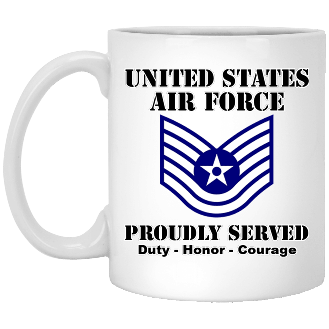 US Air Force E-6 Technical Sergeant TSgt E6 Noncommissioned Officer Ranks White Coffee Mug - Stainless Travel Mug-Mug-USAF-Ranks-Veterans Nation