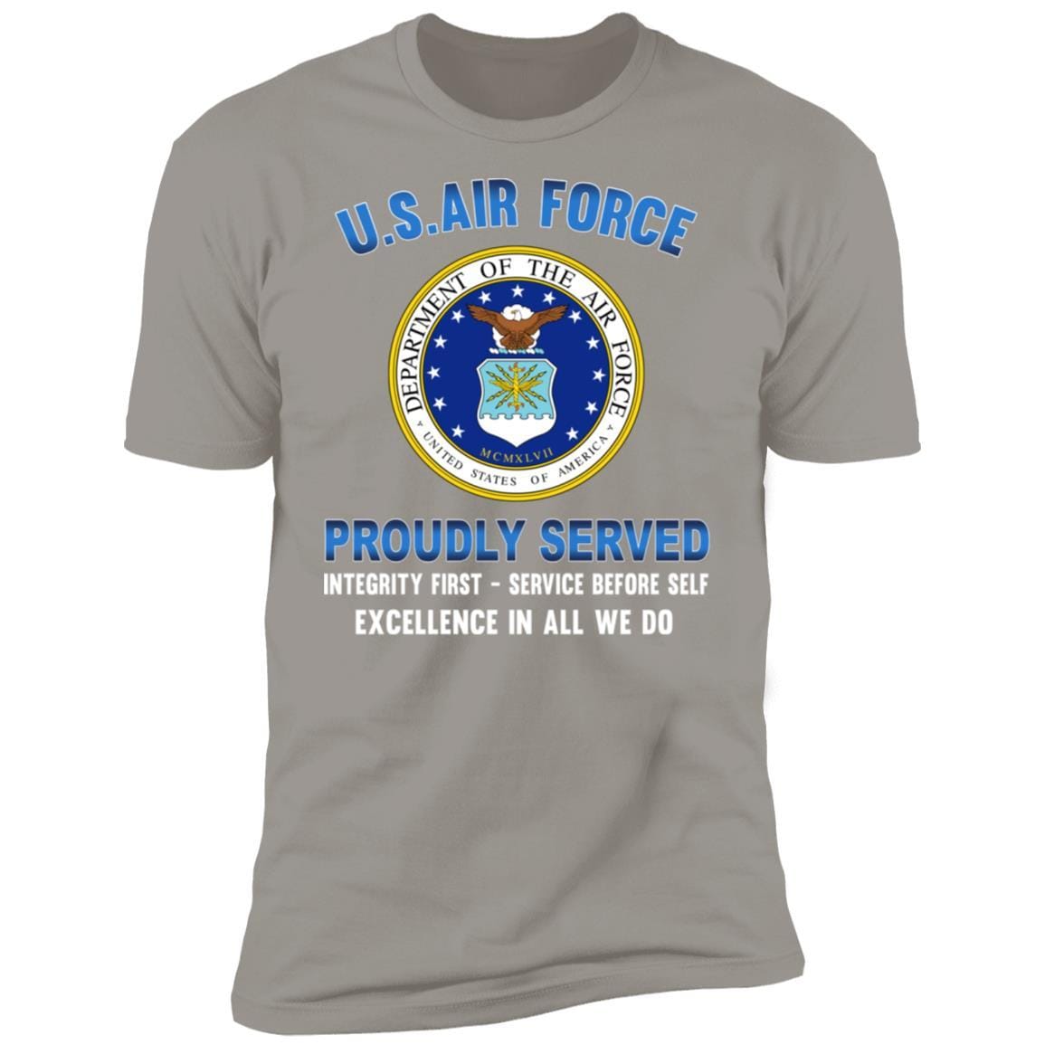 US Air Force T-Shirt Eagle Logo Proudly Served NL3600 Next Level Premium Short Sleeve-T-Shirts-Veterans Nation