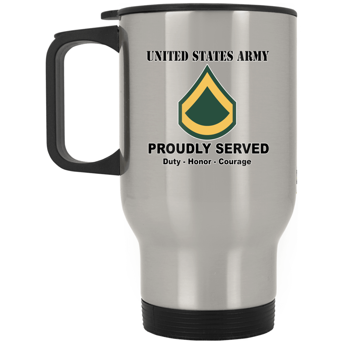 Army E-3 PFC E3 Private First Class Ranks White Coffee Mug - Stainless Travel Mug-Mug-Army-Ranks-Veterans Nation