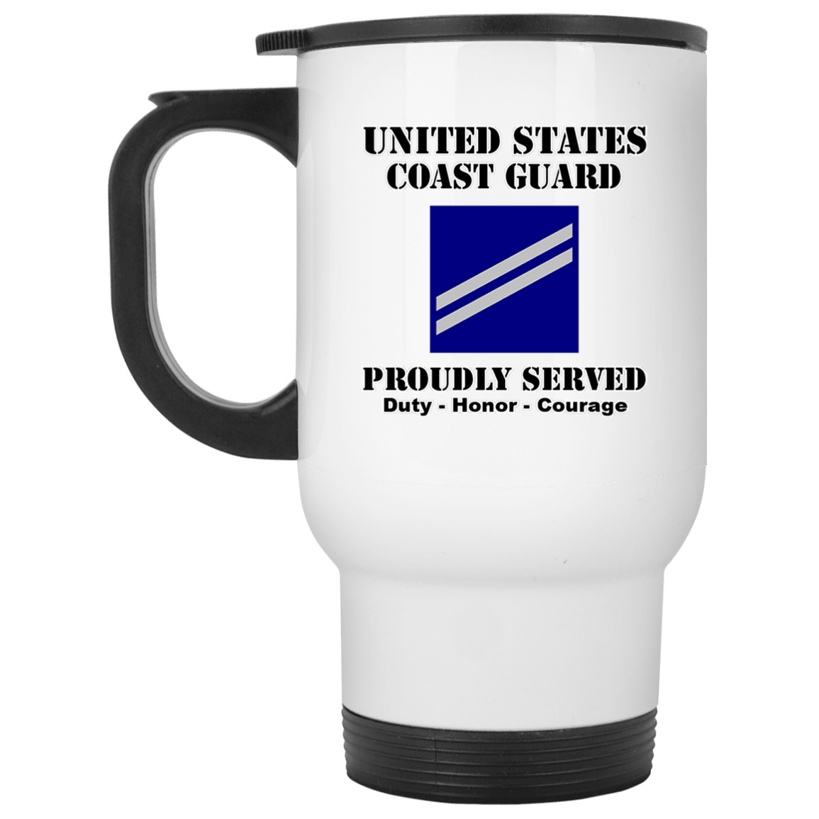 US Coast Guard E-2 Seaman Apprentice E2 SA Seaman Ranks White Coffee Mug - Stainless Travel Mug-Mug-USCG-Collar-Veterans Nation