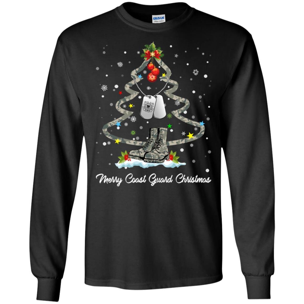 Merry Coast Guard Christmas T-Shirt For Men On Front-TShirt-USCG-Veterans Nation