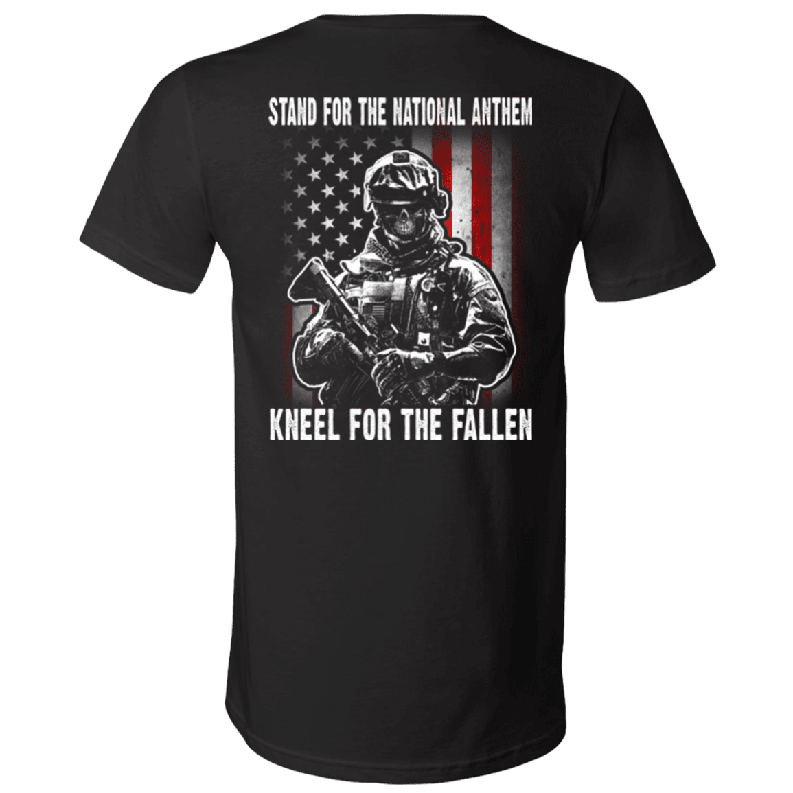 Military T-Shirt "Veteran - Stand For The National Anthem Kneel For The Fallen"-TShirt-General-Veterans Nation