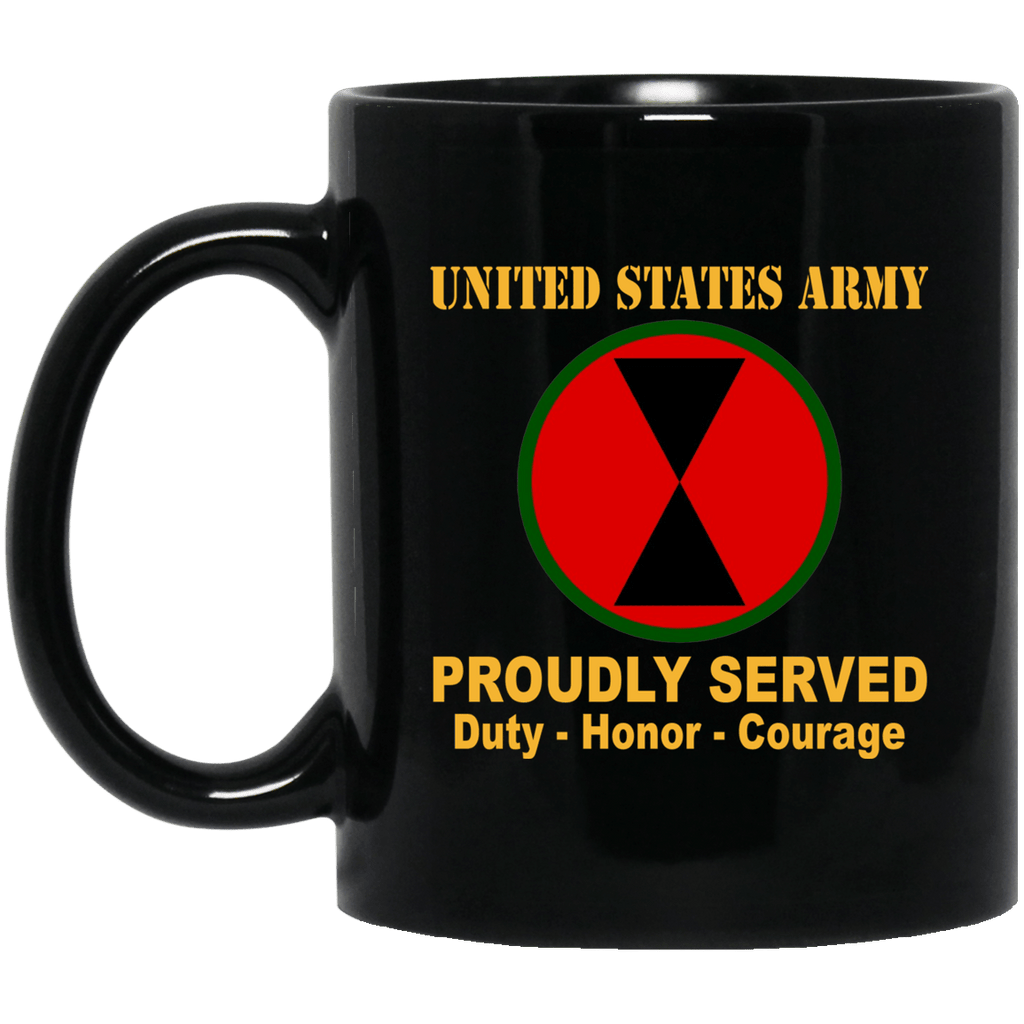 U.S. Army 7th Infantry Division 11 oz - 15 oz Black Mug-Mug-Army-CSIB-Veterans Nation