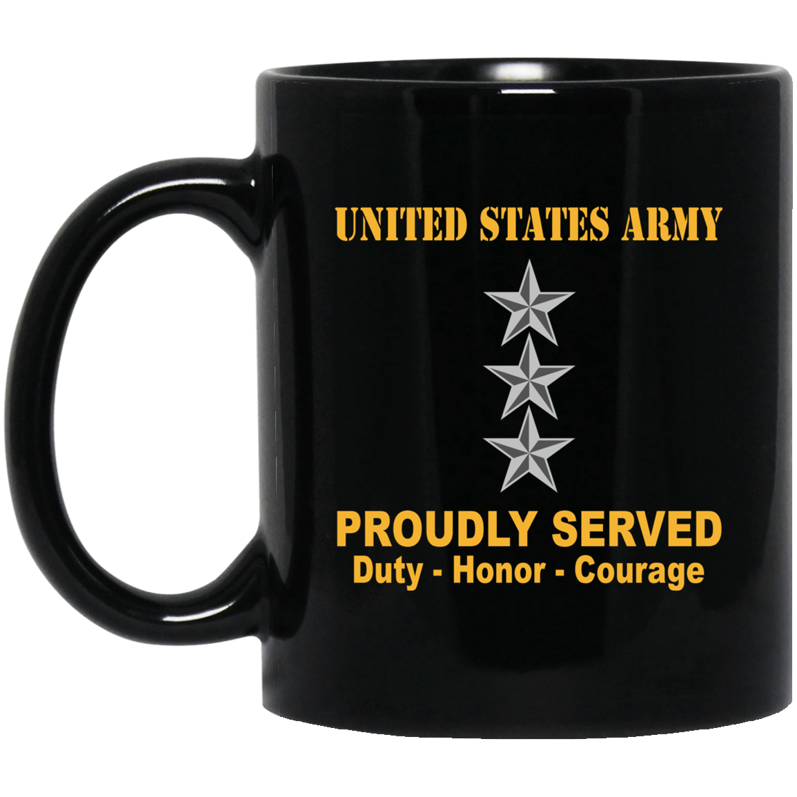 US Army Insignia Proudly Served Duty - Honor - Courage Black Coffee Mug 11oz-15oz-Mug-Army-Veterans Nation