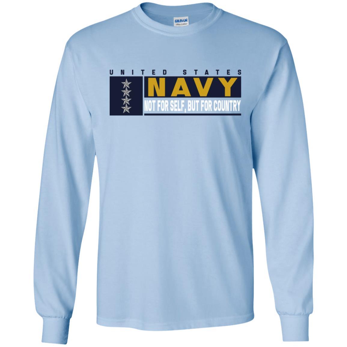 US Navy O-10 Admiral O10 ADM Not For Self, But For Country Long Sleeve - Pullover Hoodie-TShirt-Navy-Veterans Nation