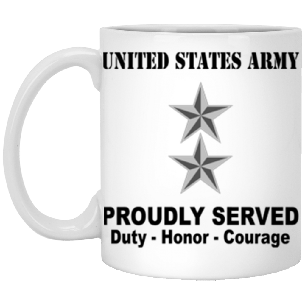 US Army O-8 Major General O8 MG General Officer Ranks Proudly Served Core Values 11 oz. White Mug-Drinkware-Veterans Nation