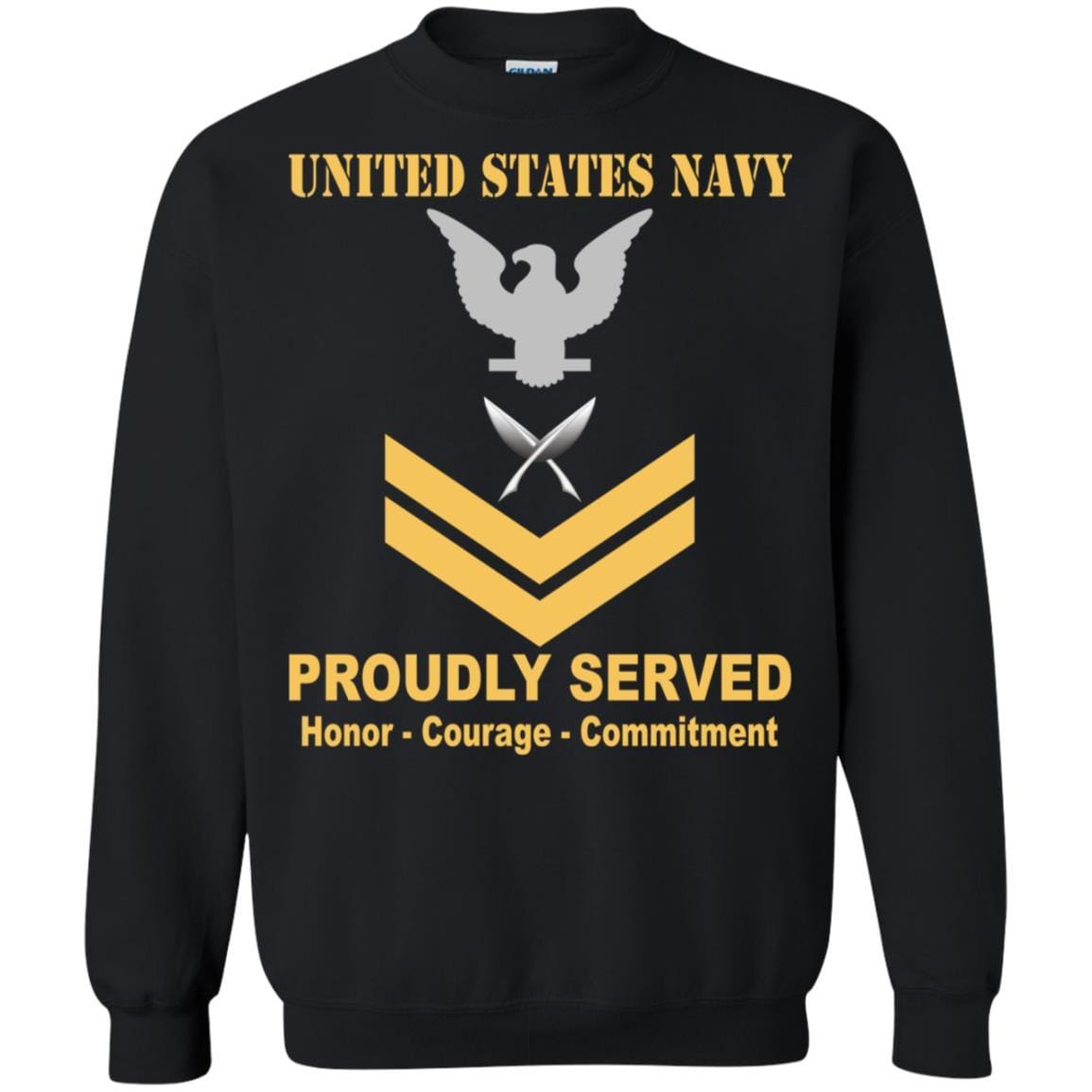 U.S Navy Yeoman Navy YN E-5 Rating Badges Proudly Served T-Shirt For Men On Front-TShirt-Navy-Veterans Nation