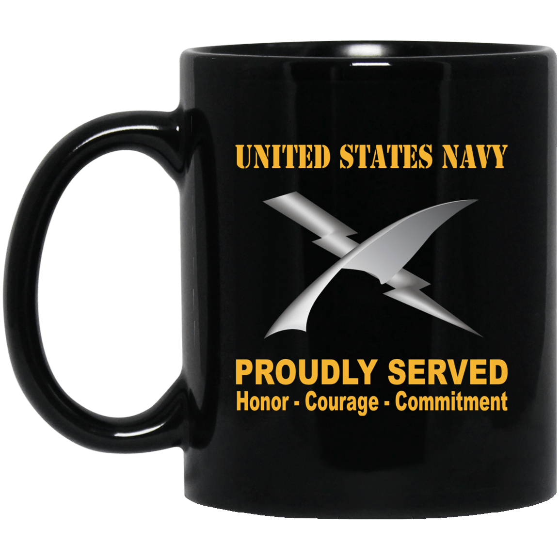 U.S Navy Cryptologic technician Navy CT Proudly Served Black Mug 11 oz - 15 oz-Mug-Navy-Rate-Veterans Nation