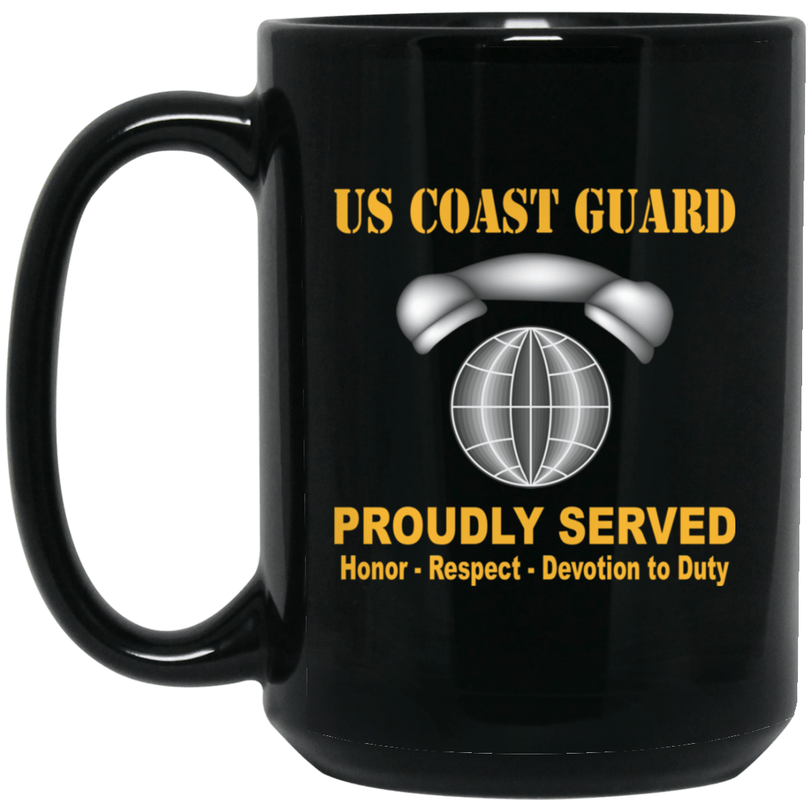 US Coast Guard Information Systems Technician IT Logo Proudly Served Black Mug 11 oz - 15 oz-Mug-USCG-Rate-Veterans Nation