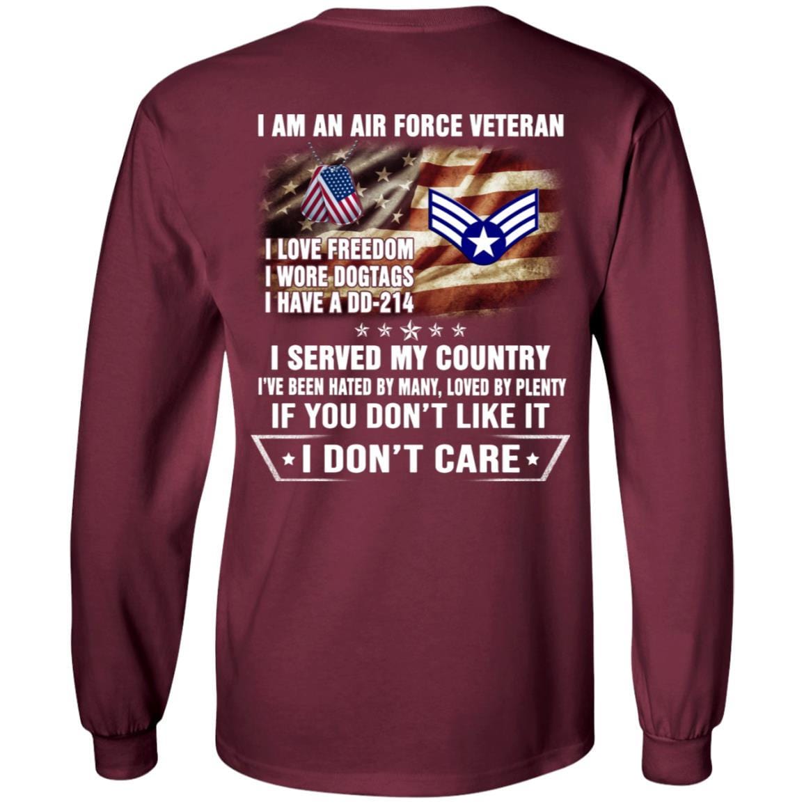 I Am An Air Force E-4 Buck Sergeant Veteran T-Shirt On Back-TShirt-USAF-Veterans Nation