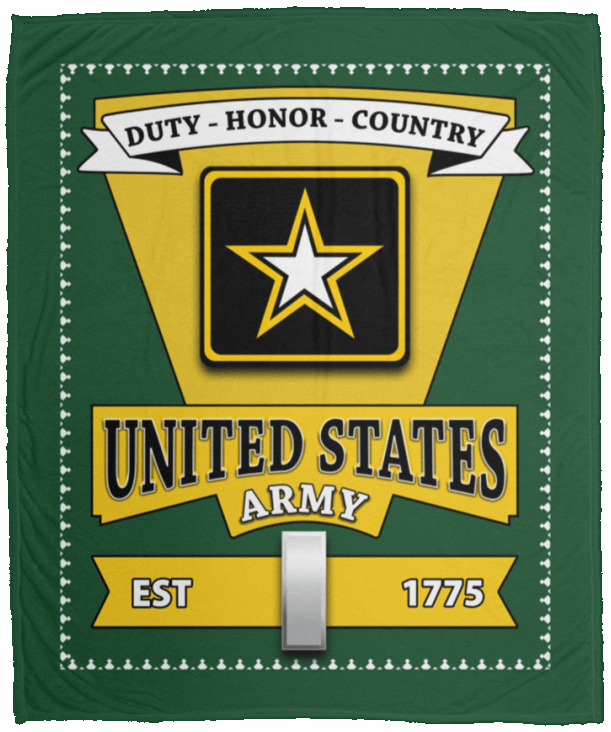 US Army O-2 First Lieutenant O2 1LT Commissioned Officer Blanket Cozy Plush Fleece Blanket - 50x60-Blankets-Army-Ranks-Veterans Nation