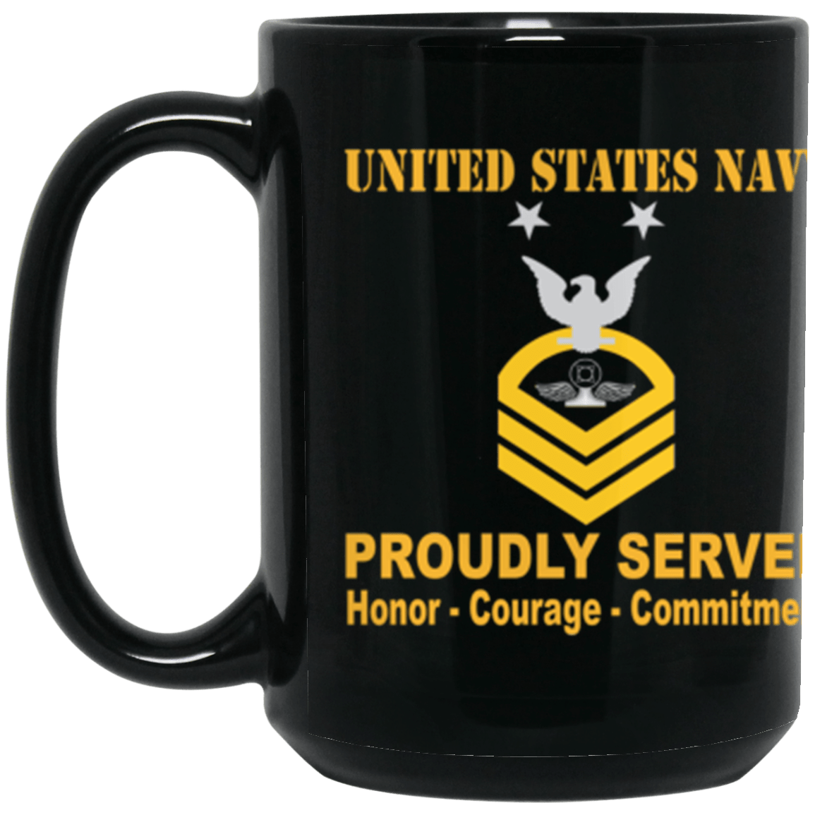 US Navy AC E-9 15 oz. Black Mug-Drinkware-Veterans Nation