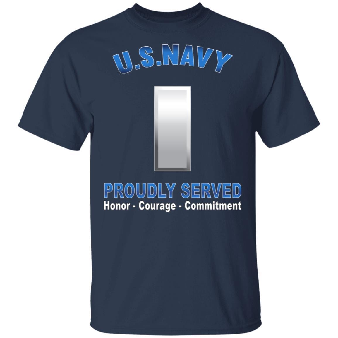 US Navy O-2 Lieutenant Junior Grade O2 LTJG Junior Officer Proudly Served T-Shirt On Front-Apparel-Veterans Nation