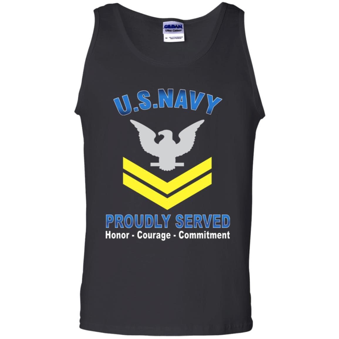 US Navy E-5 Petty Officer Second Class E5 PO2 Gold Stripe Collar Device Proudly Served T-Shirt On Front-Apparel-Veterans Nation