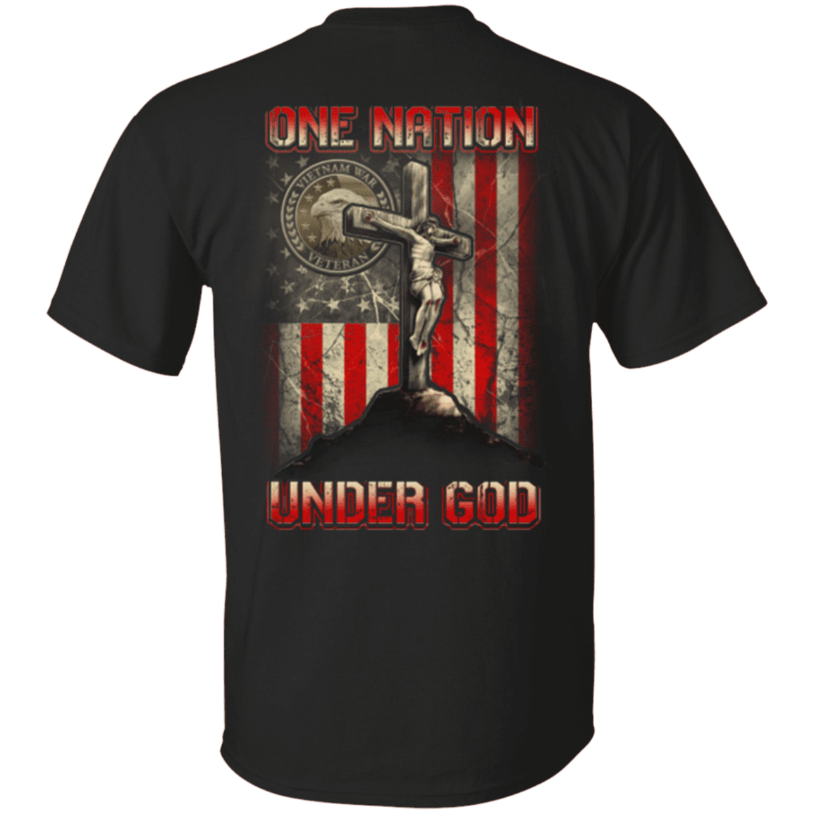 Military T-Shirt "One Nation Under God VietNam Veteran"-TShirt-General-Veterans Nation