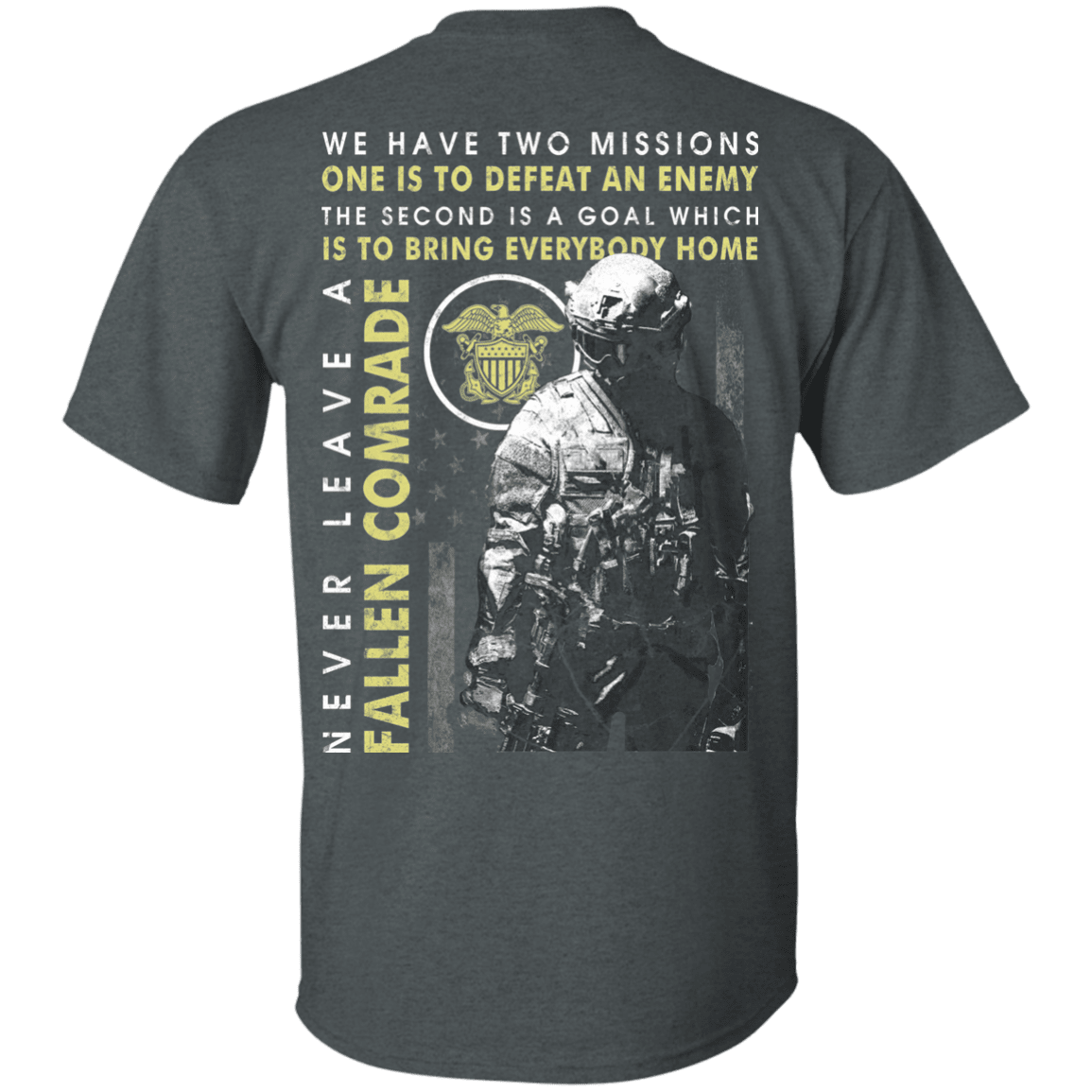 Never Leave A Fallen Comrade Navy Men Back T Shirts-TShirt-Navy-Veterans Nation