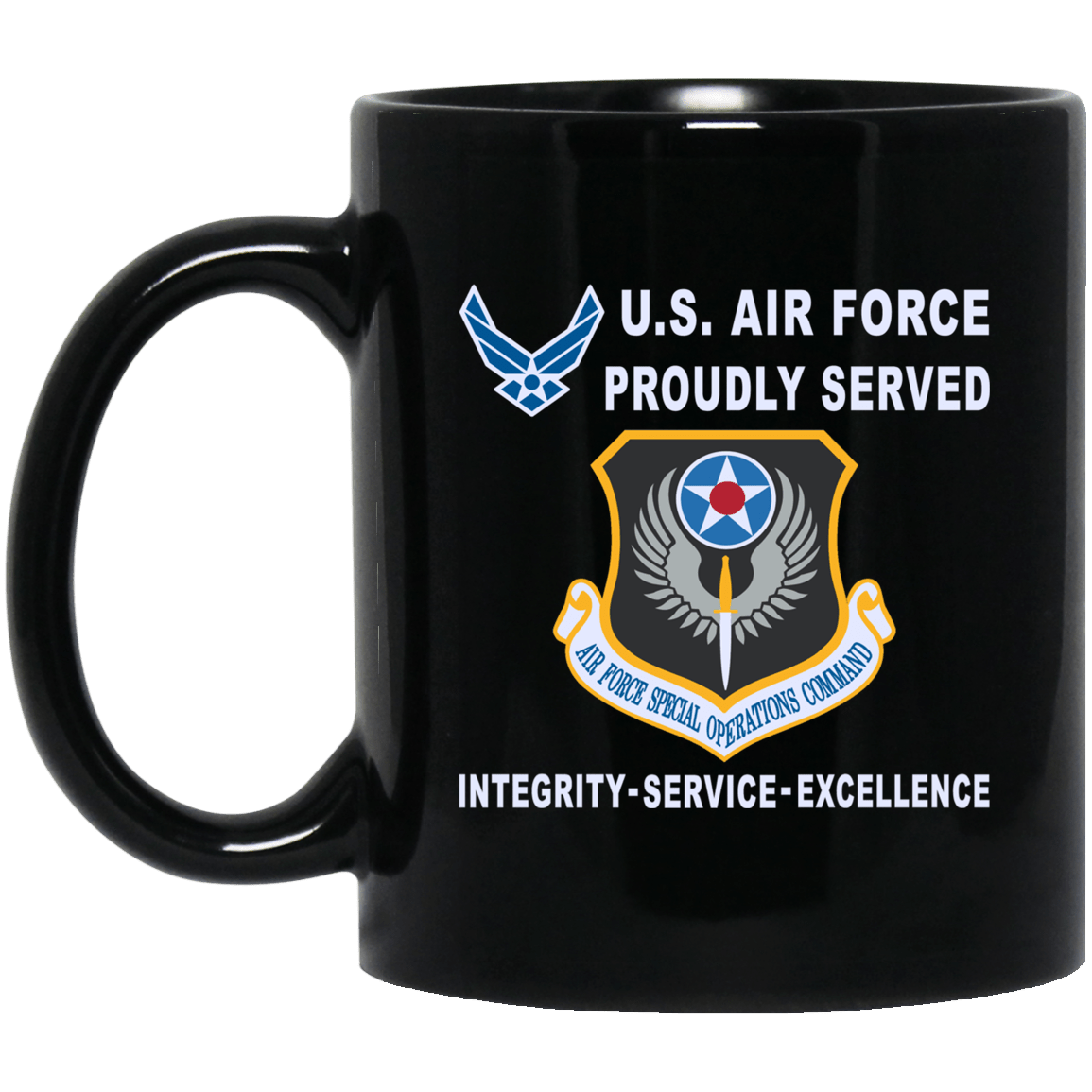 US Air Force Special Operations Command Proudly Served-D04 11 oz - 15 oz Black Mug-Mug-USAF-Shield-Veterans Nation