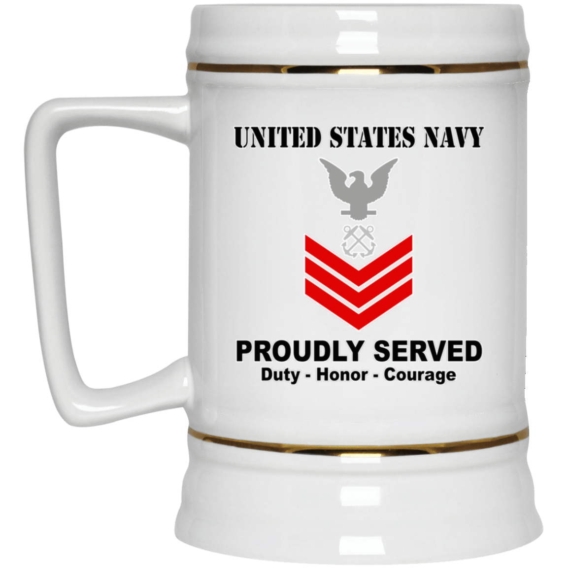 US Navy E-6 Petty Officer First Class E6 PO1 Noncommissioned Officer Ranks T shirt White Coffee Mug - Stainless Travel Mug-Mug-Navy-Collar-Veterans Nation