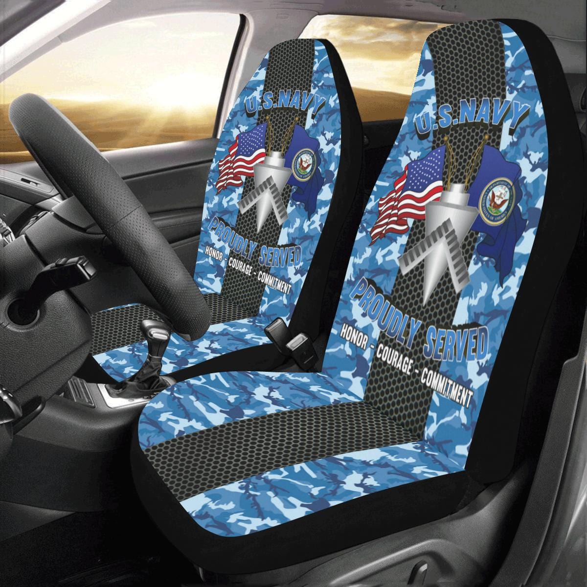 U.S Navy Builder Navy BU Car Seat Covers (Set of 2)-SeatCovers-Navy-Rate-Veterans Nation