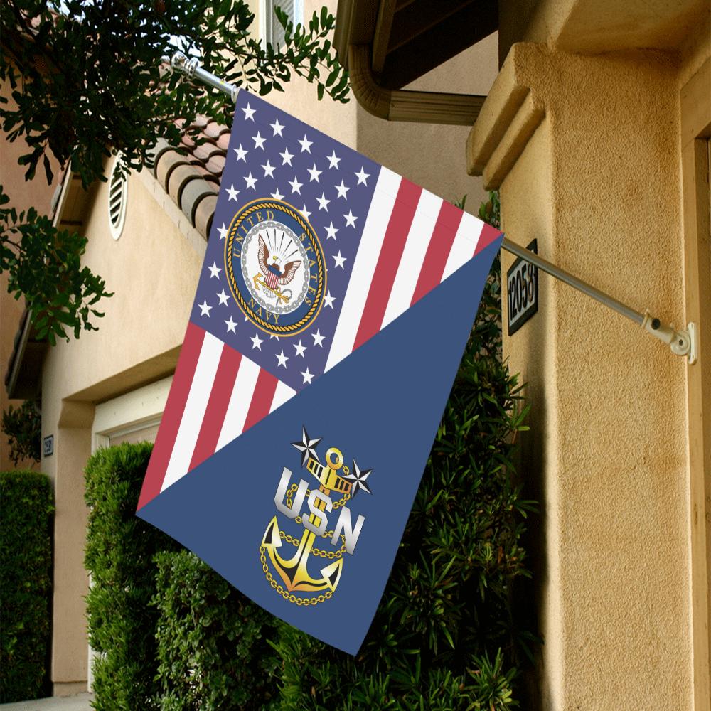 US Navy E-9 Master Chief Petty Officer E9 MCPO Senior Noncommissioned Officer Collar Device House Flag 28 inches x 40 inches Twin-Side Printing-HouseFlag-Navy-Collar-Veterans Nation