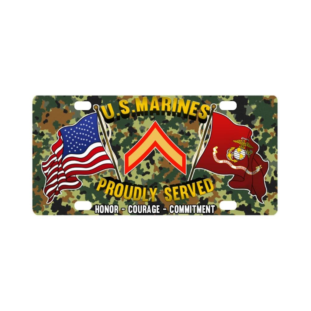 USMC E-2 Private First Class E2 PFC Ranks- Classic License Plate-LicensePlate-USMC-Ranks-Veterans Nation