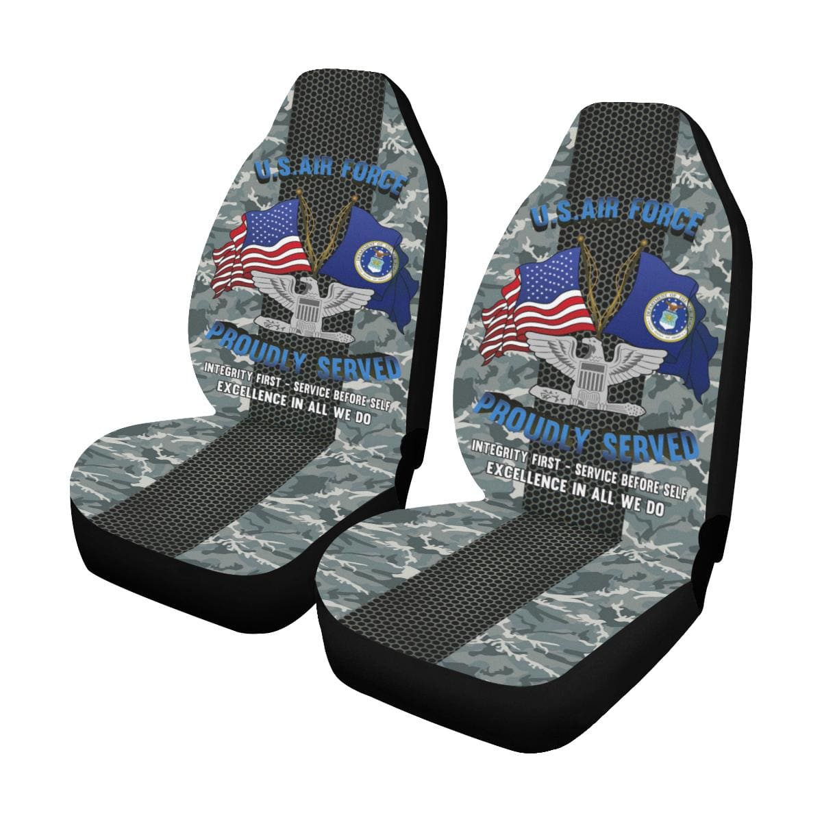 US Air Force O-6 Colonel Col O6 Field Officer Rank Car Seat Covers (Set of 2)-SeatCovers-USAF-Ranks-Veterans Nation