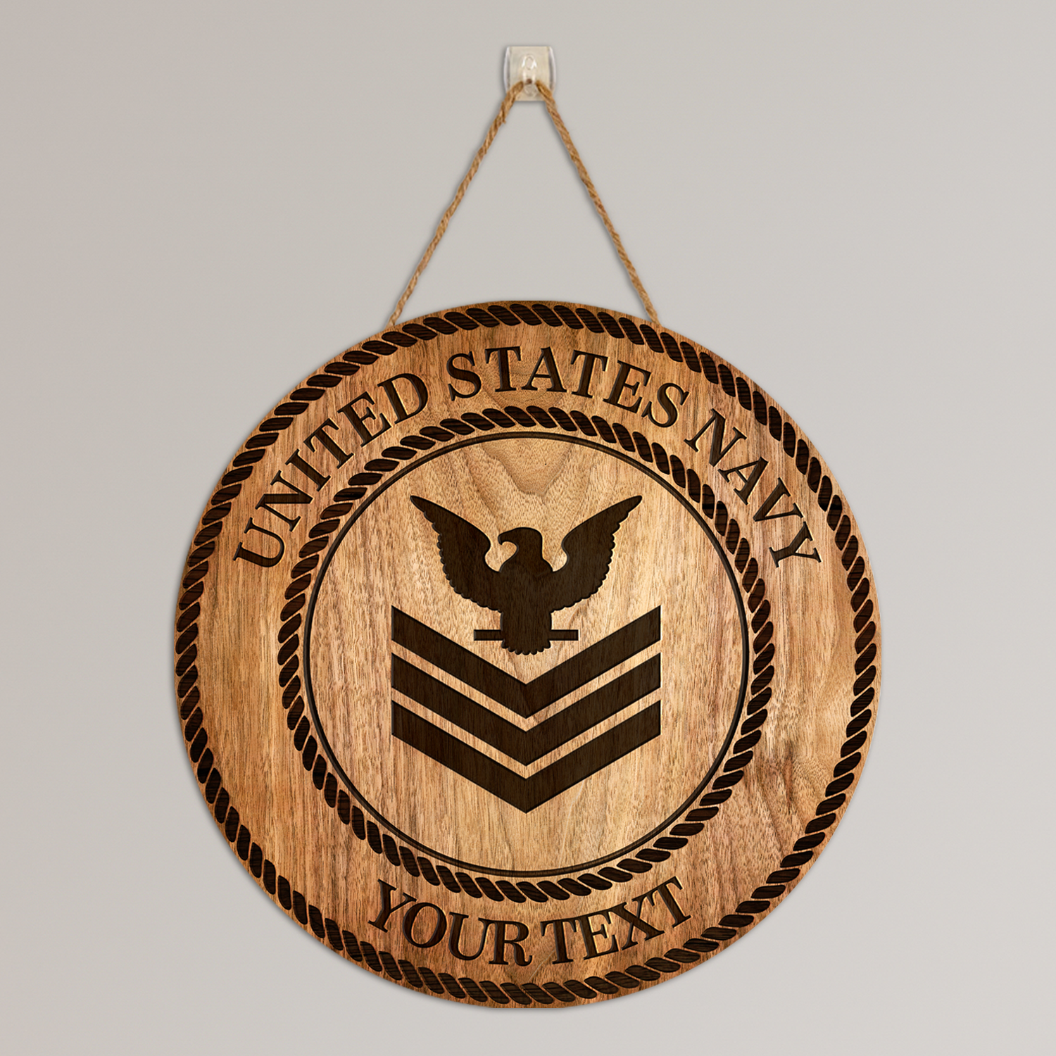 Custom Round Wood Sign, Wood Background - Personalized Text & Ranks-Round Sign-Veterans Nation