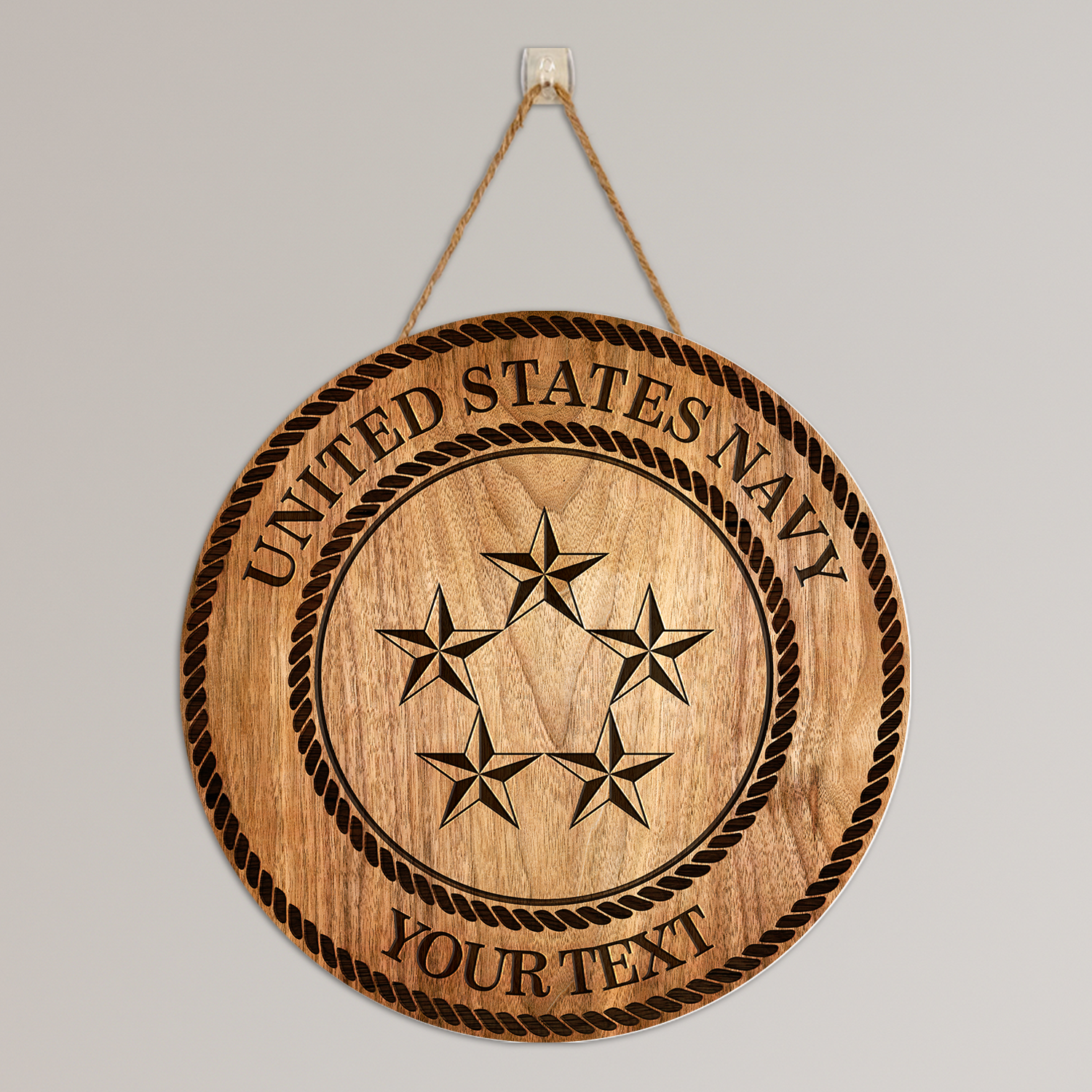 Custom Round Wood Sign, Wood Background - Personalized Text & Ranks-Round Sign-Veterans Nation