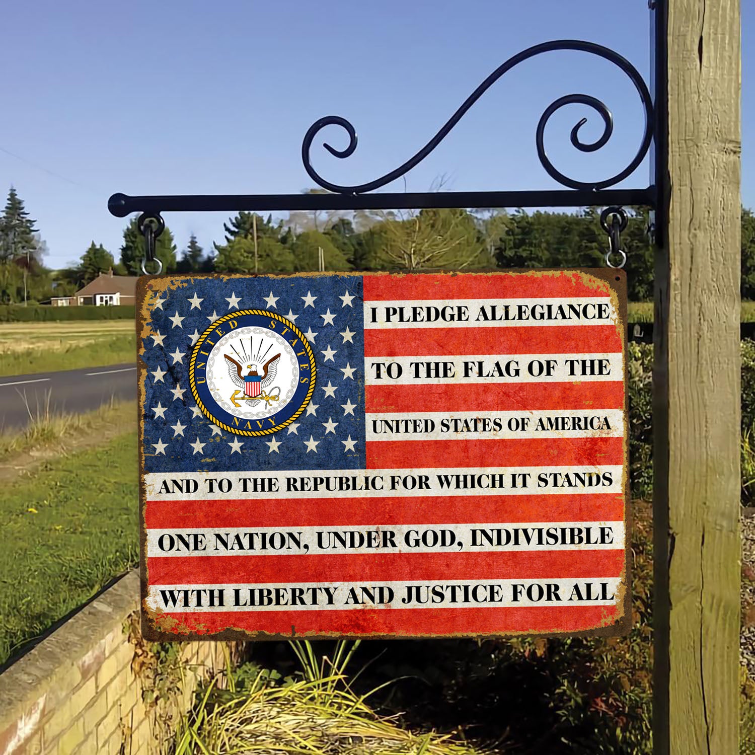 US Military, I Pledge Allegiance To The Flag Metal Sign-MetalSign-AllBranch-Veterans Nation