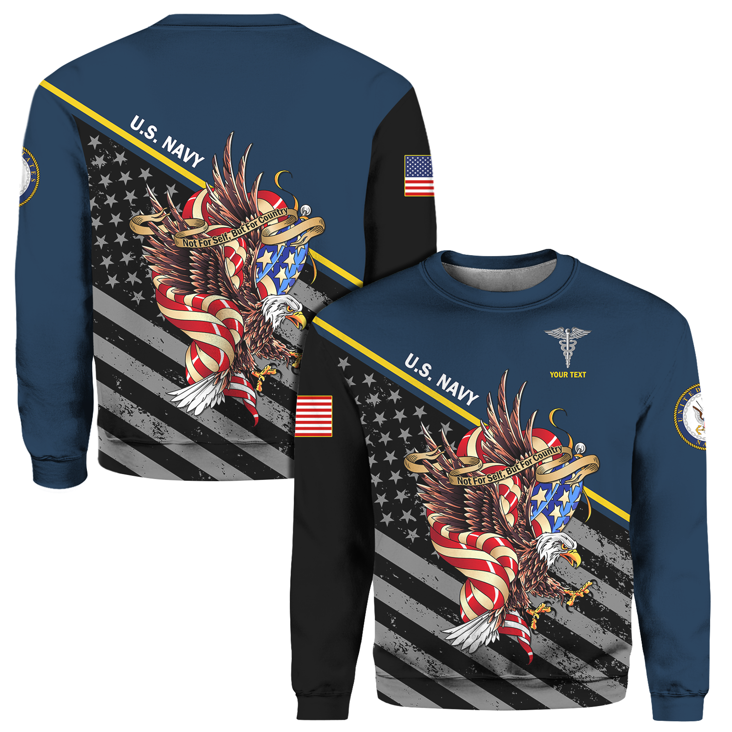 Custom 3D All Over Prints Crewneck Sweatshirt, Personalized Name And Ranks, Military Motto-AOV-Custom-Veterans Nation