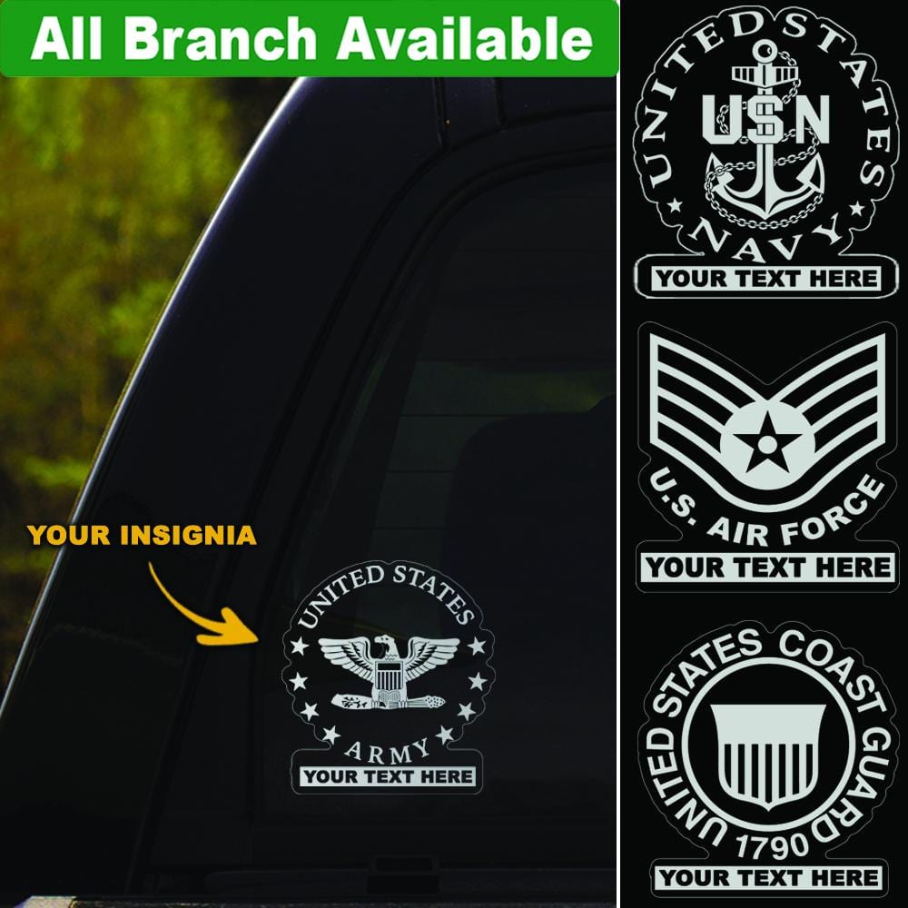 US Military Insignia Personalized Clear Stickers-Decal-Personalized-AllBranch-Veterans Nation