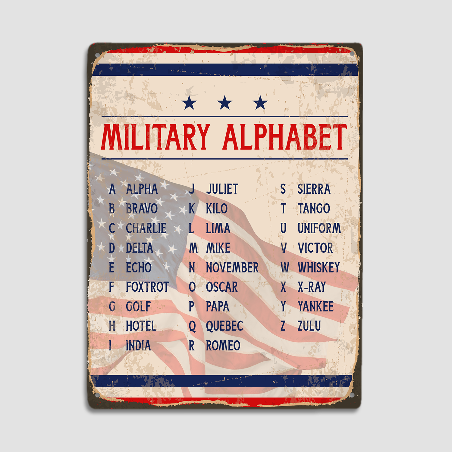 Military Alphabet Metal Sign-MetalSign-AllBranch-Veterans Nation